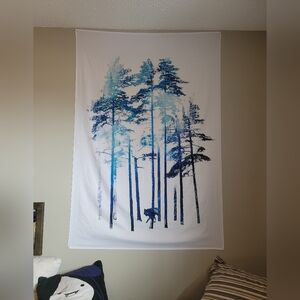 Blue Pine Forest Wall Tapestry - Home Wall Decor